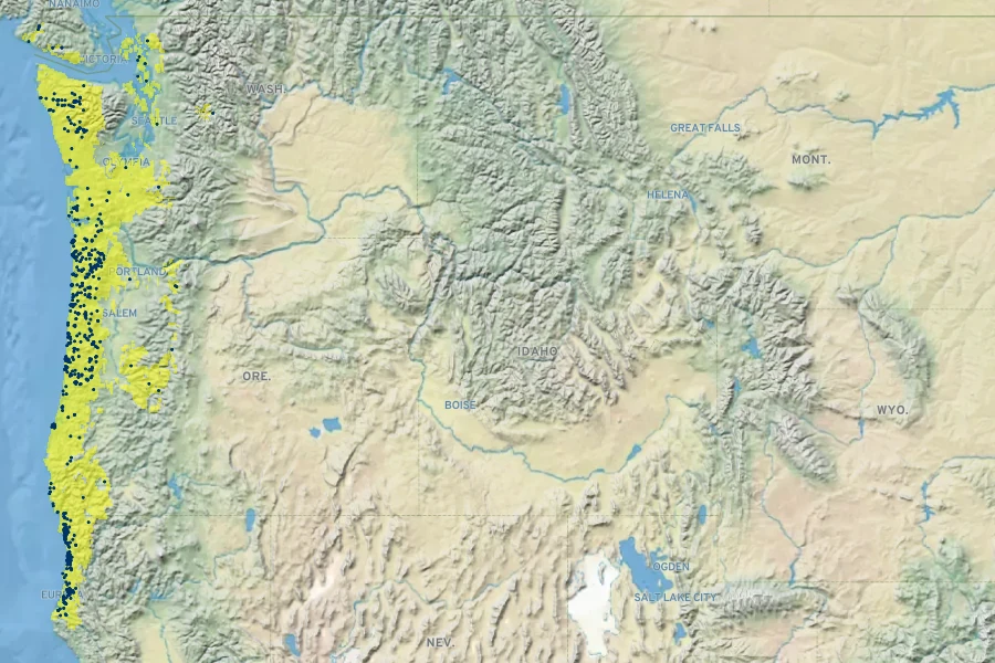 Erythranthe dentata Native Range