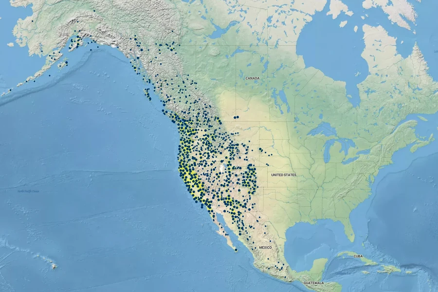 Erythranthe guttata Native Range