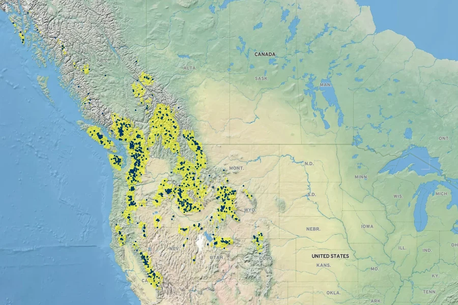 Erythranthe lewisii Native Range