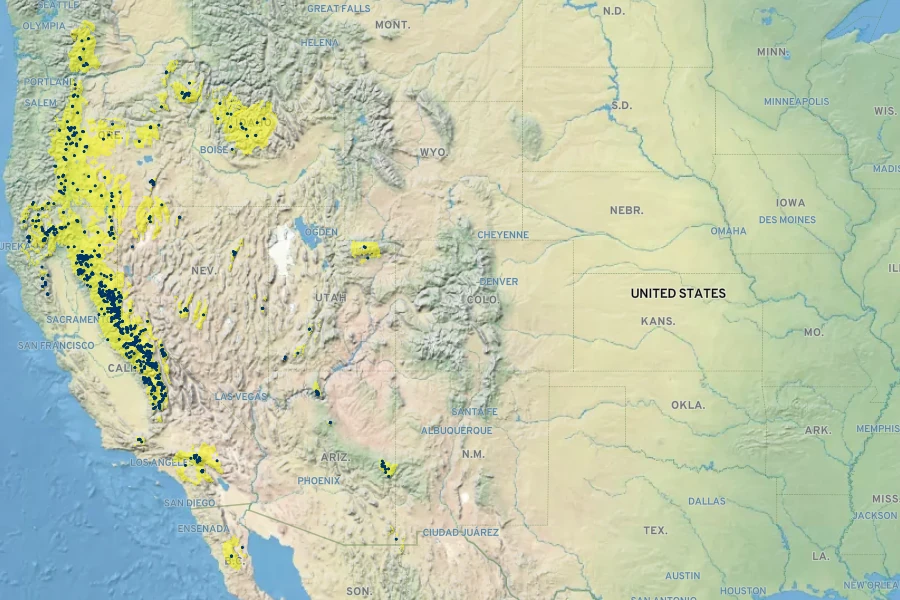Erythranthe primuloides Native Range