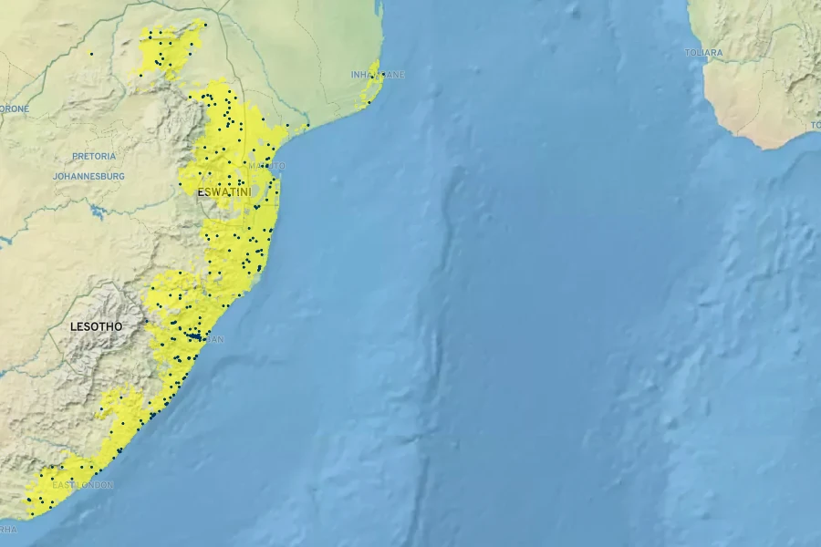 Erythrina humeana Native Range