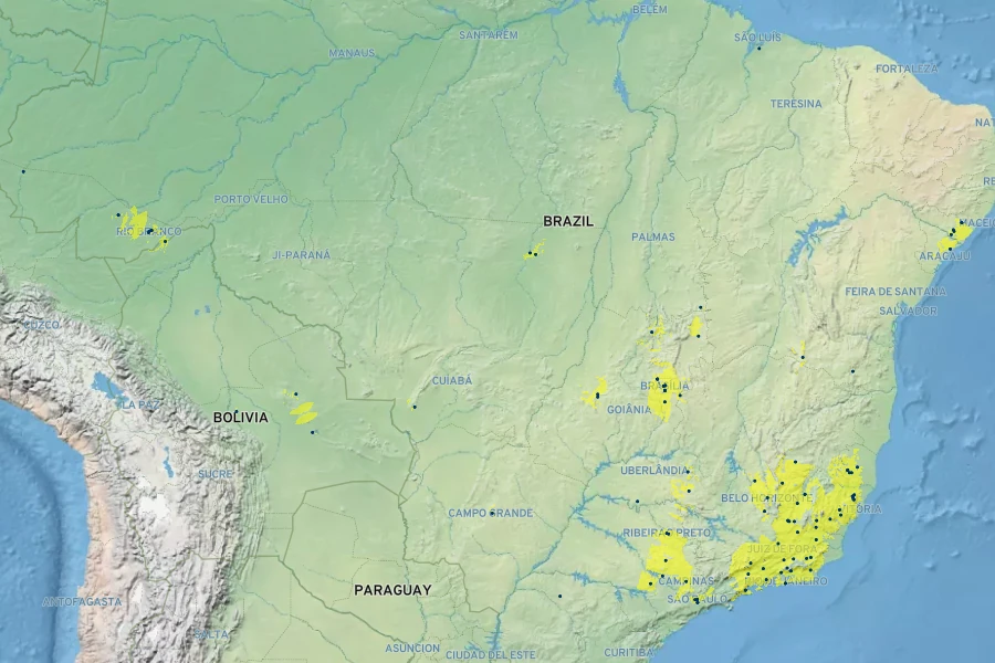 Erythrina verna Native Range