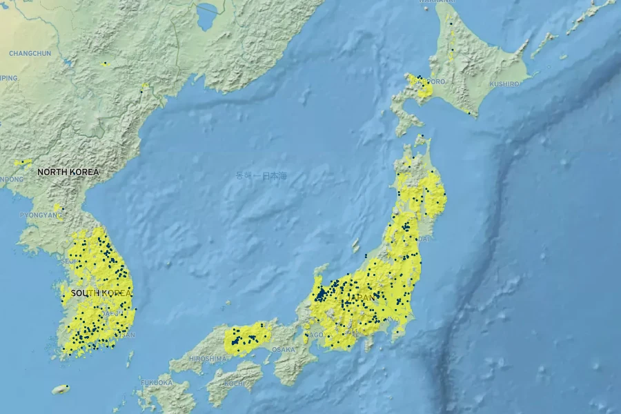 Erythronium japonicum Native Range