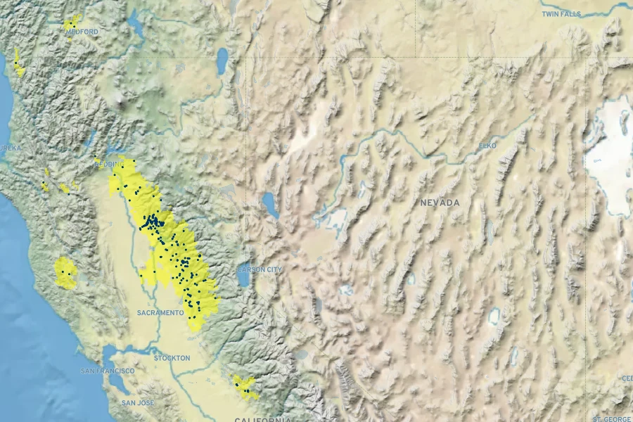 Erythronium multiscapideum Native Range