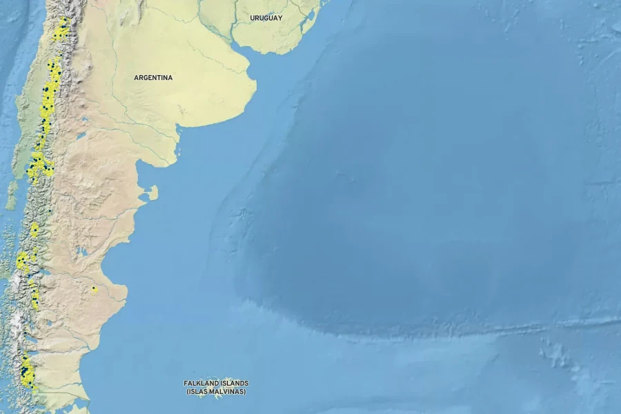 Escallonia alpina Native Range