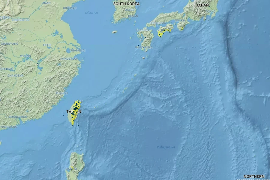 Eschenbachia japonica Native Range