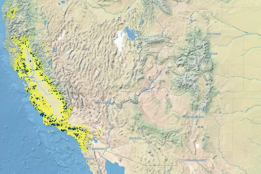 Eschscholzia caespitosa Native Range