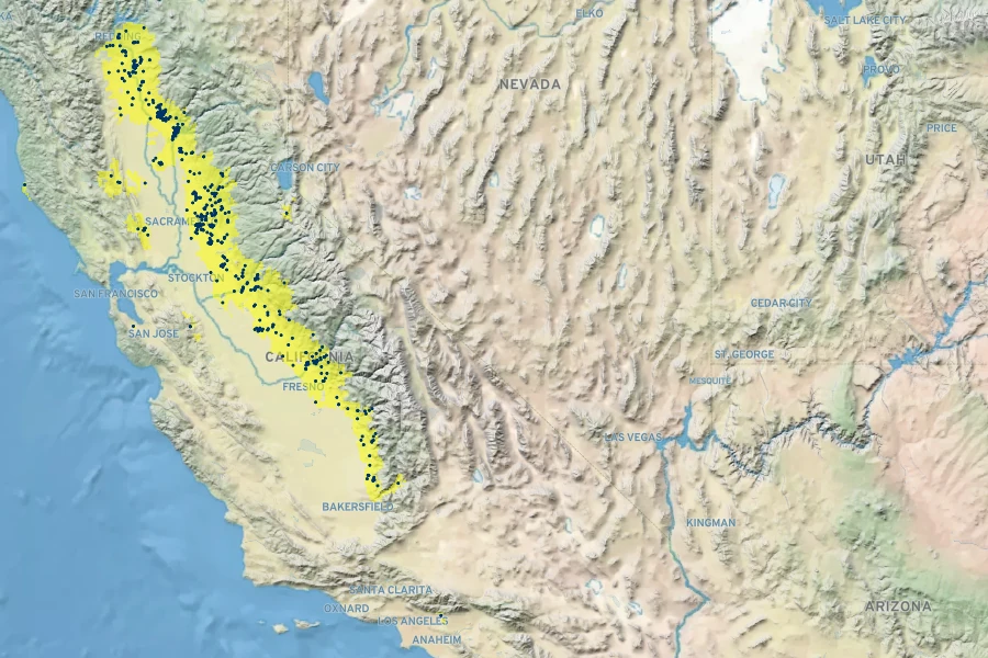 Eschscholzia lobbii Native Range
