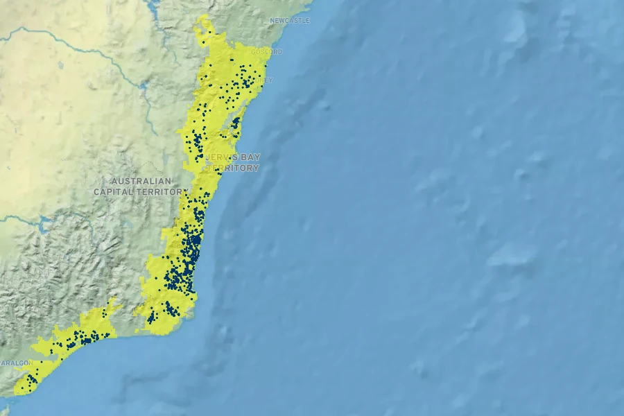 Eucalyptus bosistoana Native Range