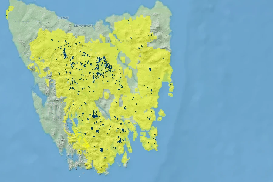 Eucalyptus coccifera Native Range