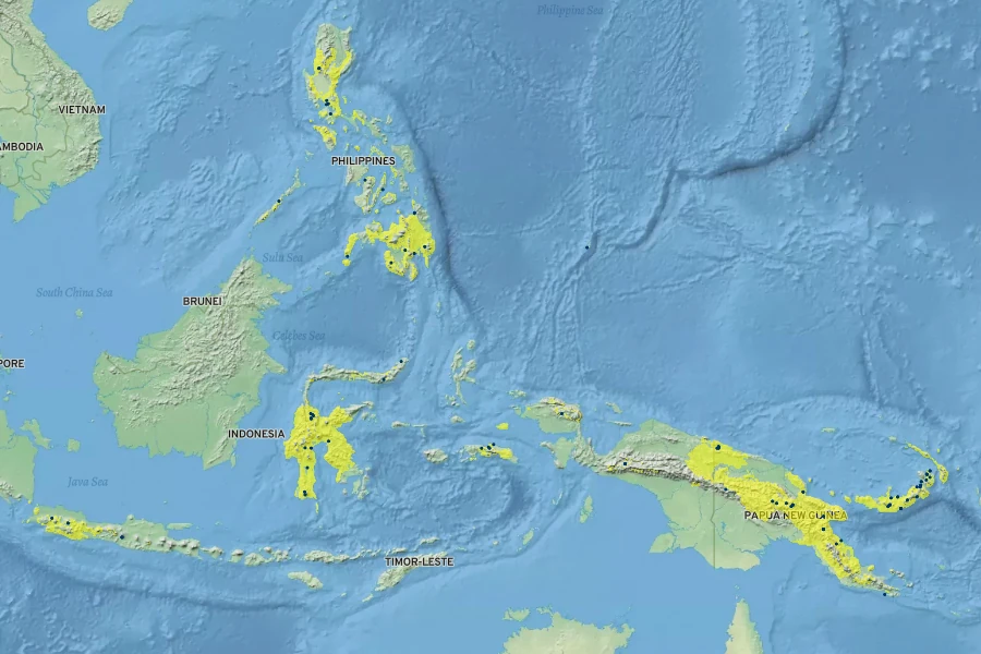 Eucalyptus deglupta Native Range