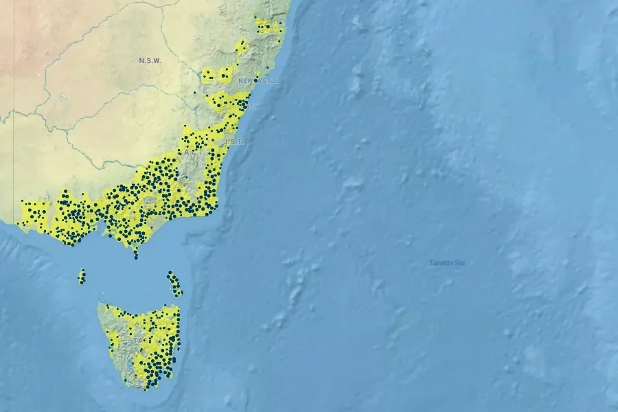 Eucalyptus globulus Native Range