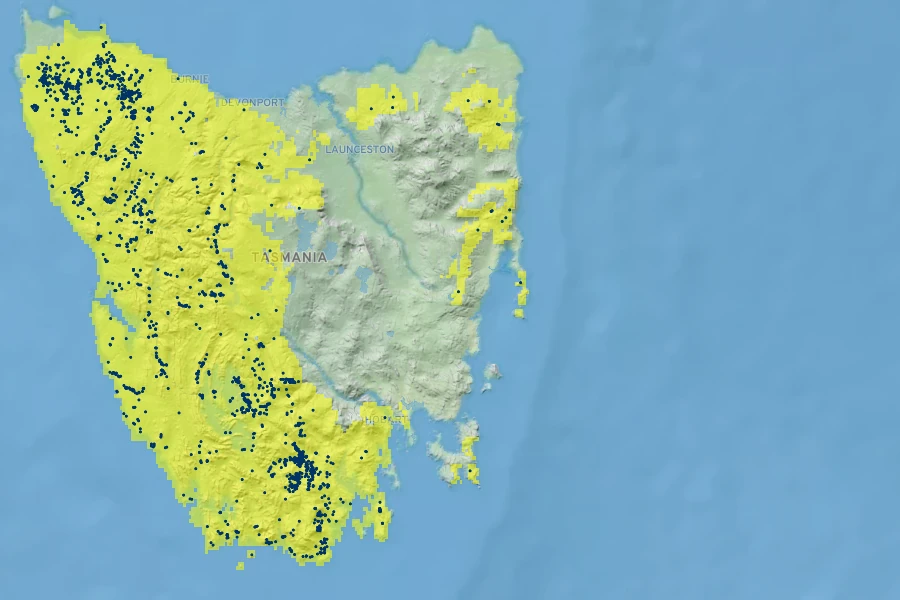Eucryphia lucida Native Range