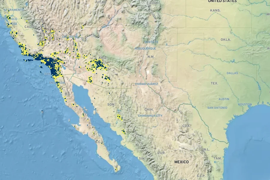 Eucrypta chrysanthemifolia Native Range