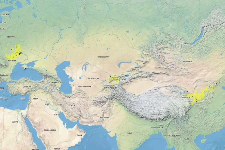 Euonymus nanus Native Range