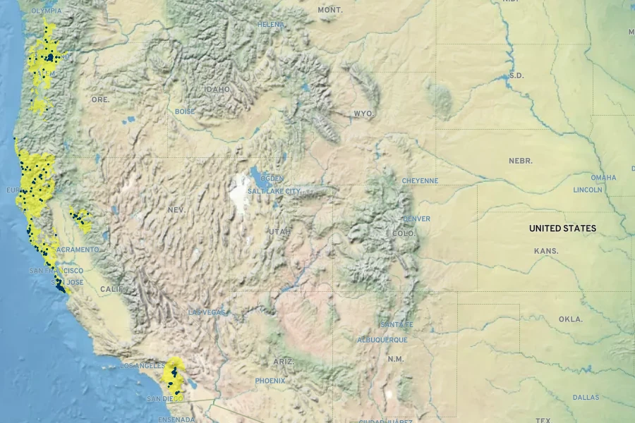Euonymus occidentalis Native Range