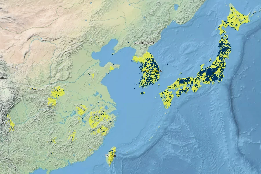 Euonymus oxyphyllus Native Range