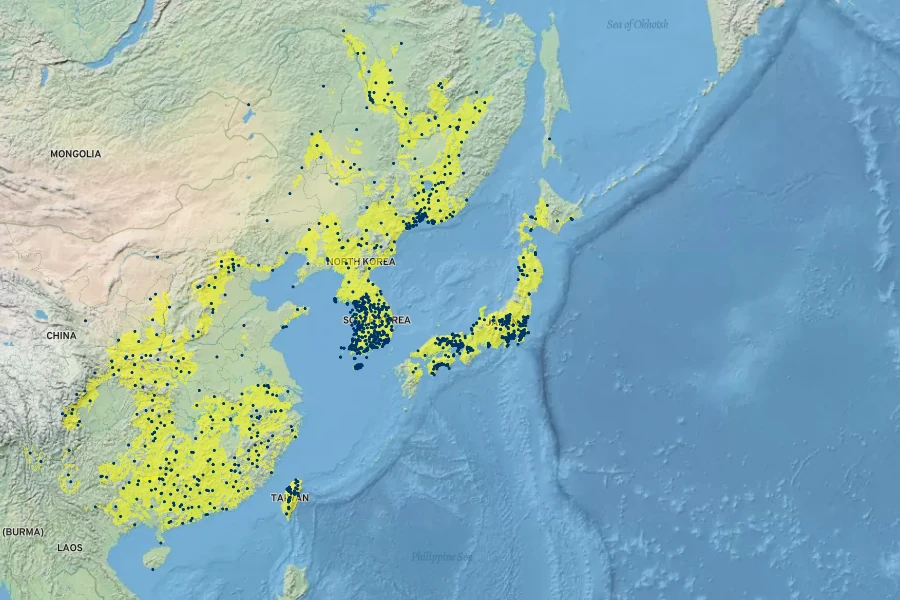 Eupatorium lindleyanum Native Range