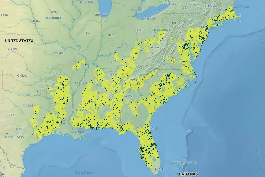 Eupatorium rotundifolium Native Range