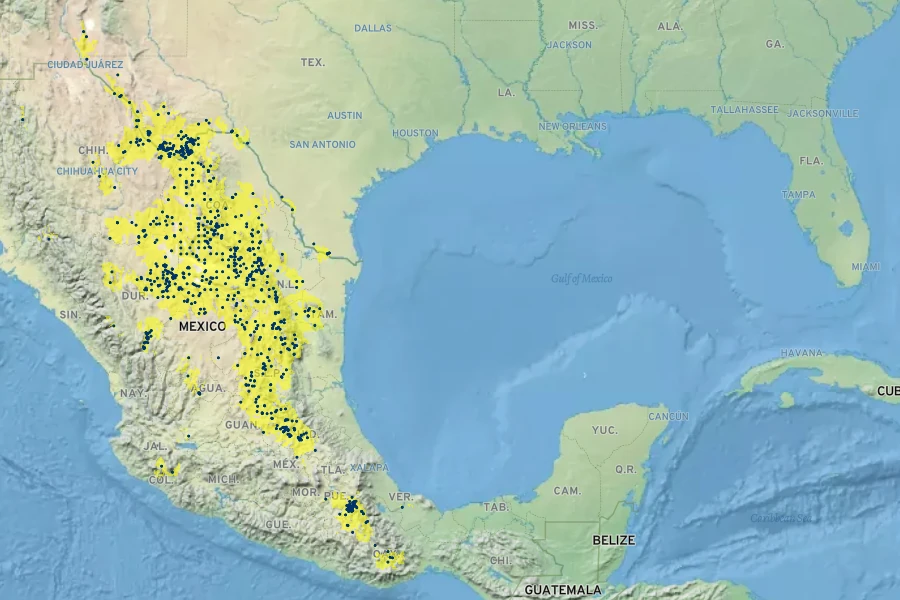 Euphorbia antisyphilitica Native Range