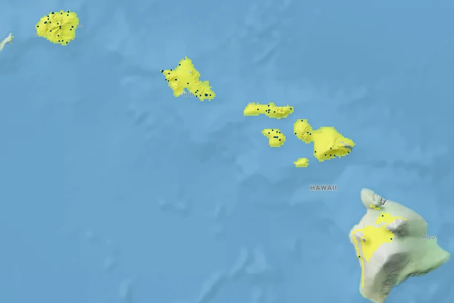 Euphorbia celastroides Native Range