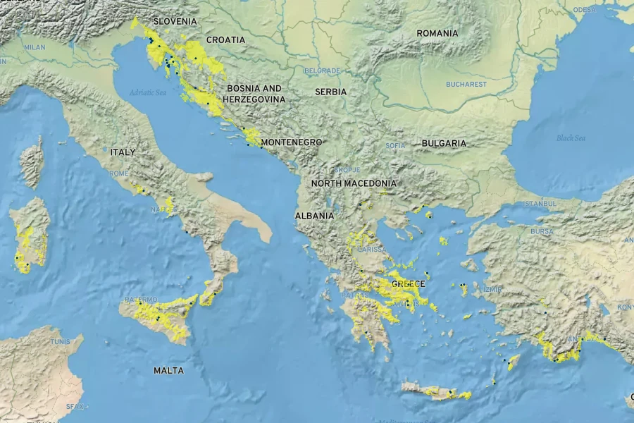 Euphorbia characias subsp. wulfenii Native Range