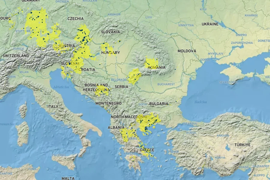 Euphorbia epithymoides Native Range