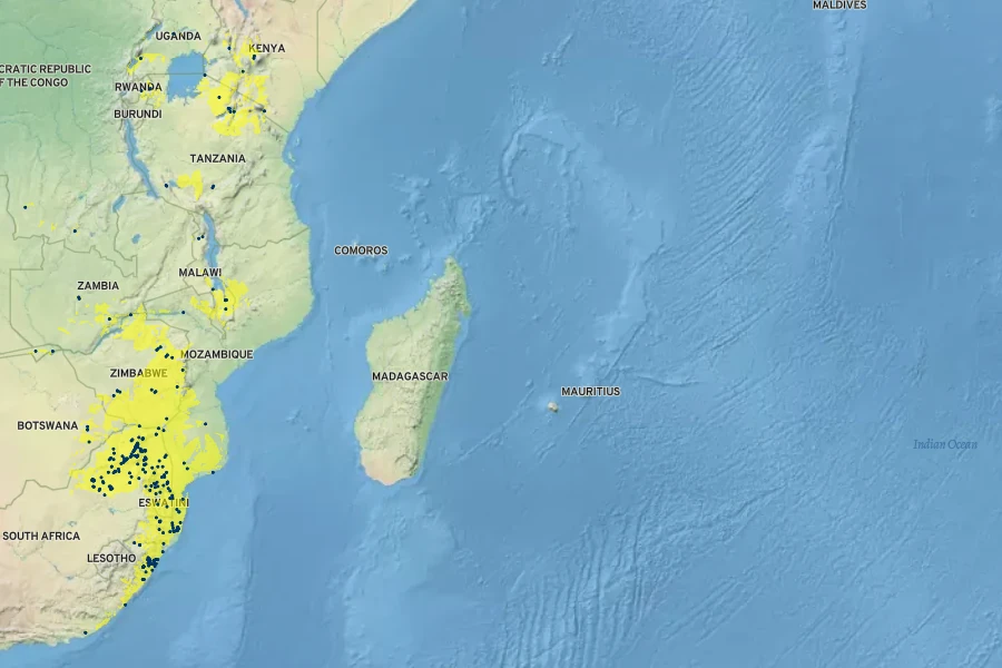 Euphorbia ingens Native Range
