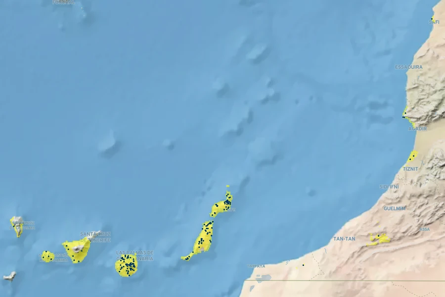 Euphorbia regis-jubae Native Range