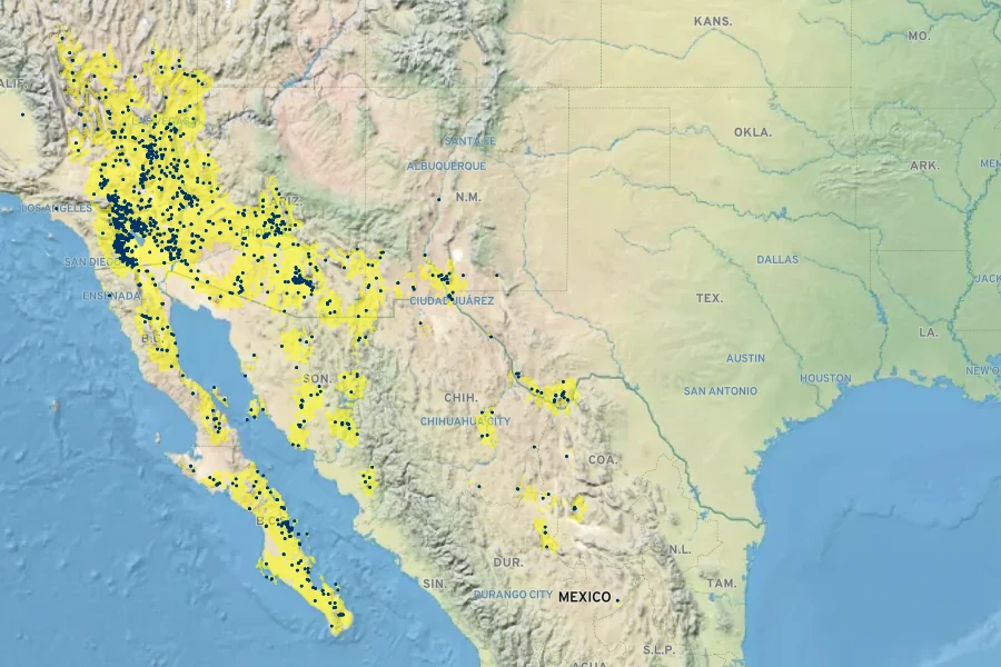 Euphorbia setiloba Native Range