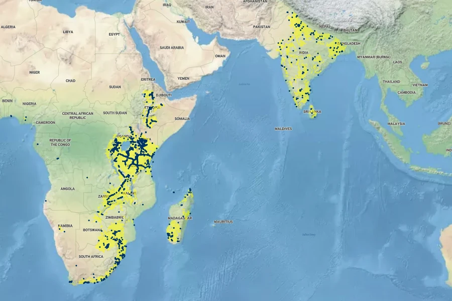 Euphorbia tirucalli Native Range