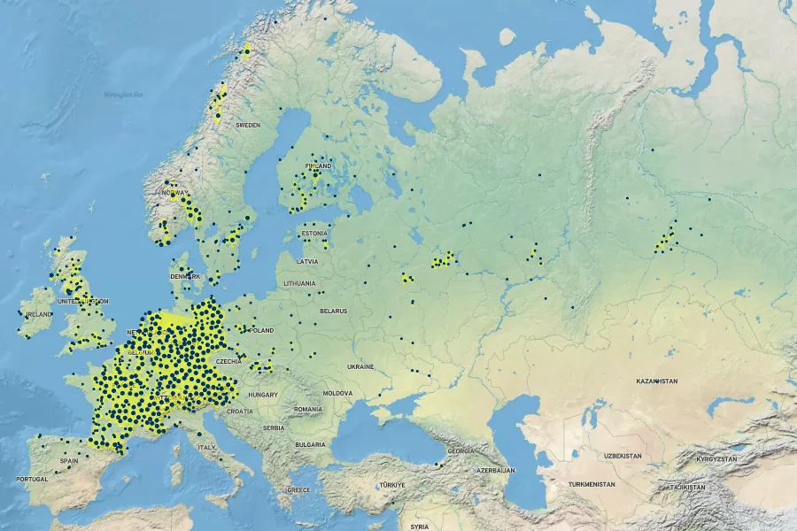 Euphrasia officinalis Native Range