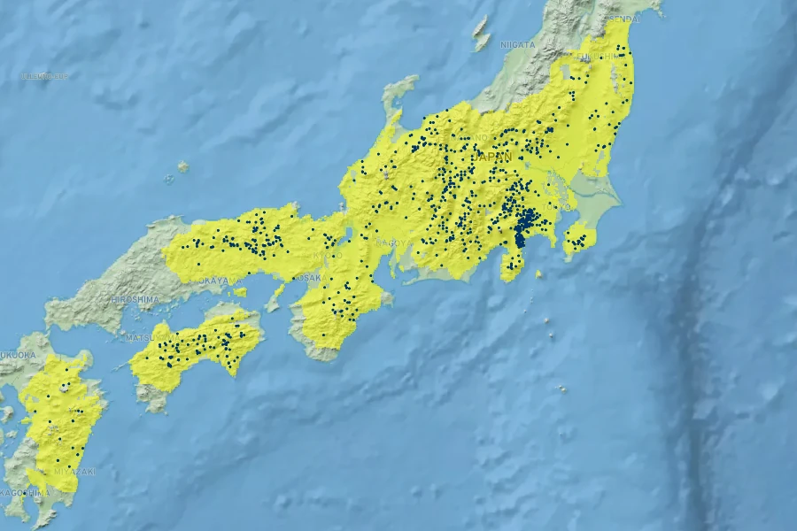 Euptelea polyandra Native Range