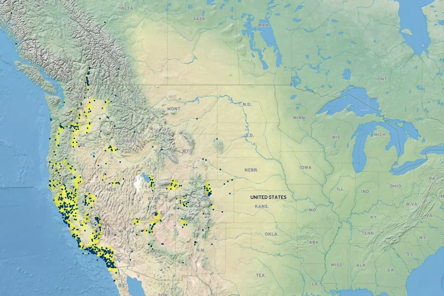 Euthamia occidentalis Native Range