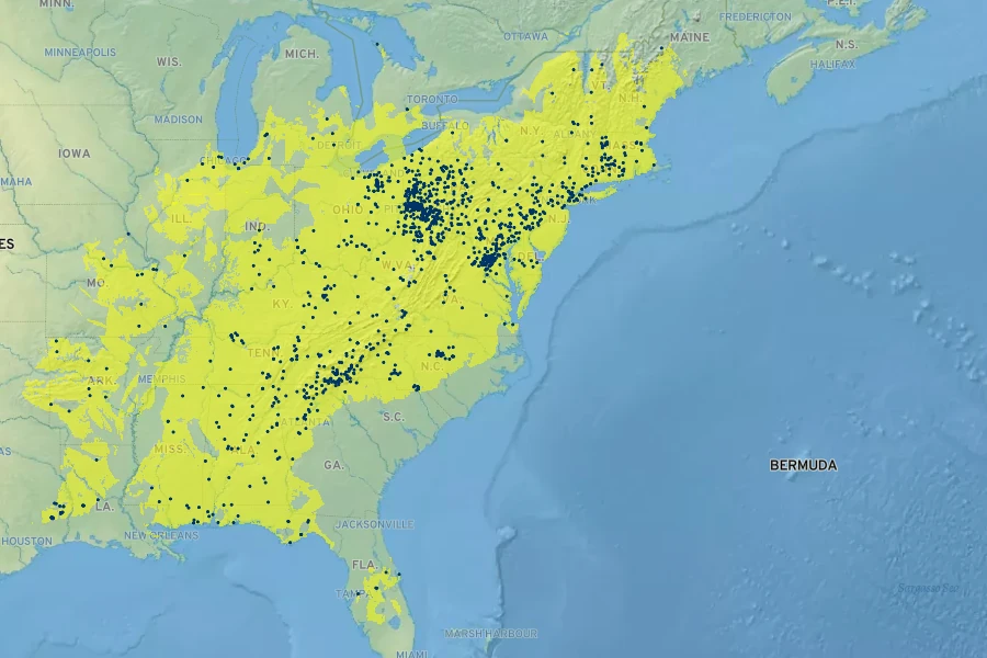 Eutrochium fistulosum Native Range