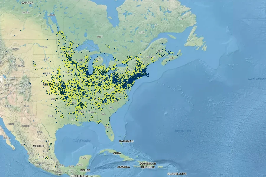 Fallopia scandens Native Range