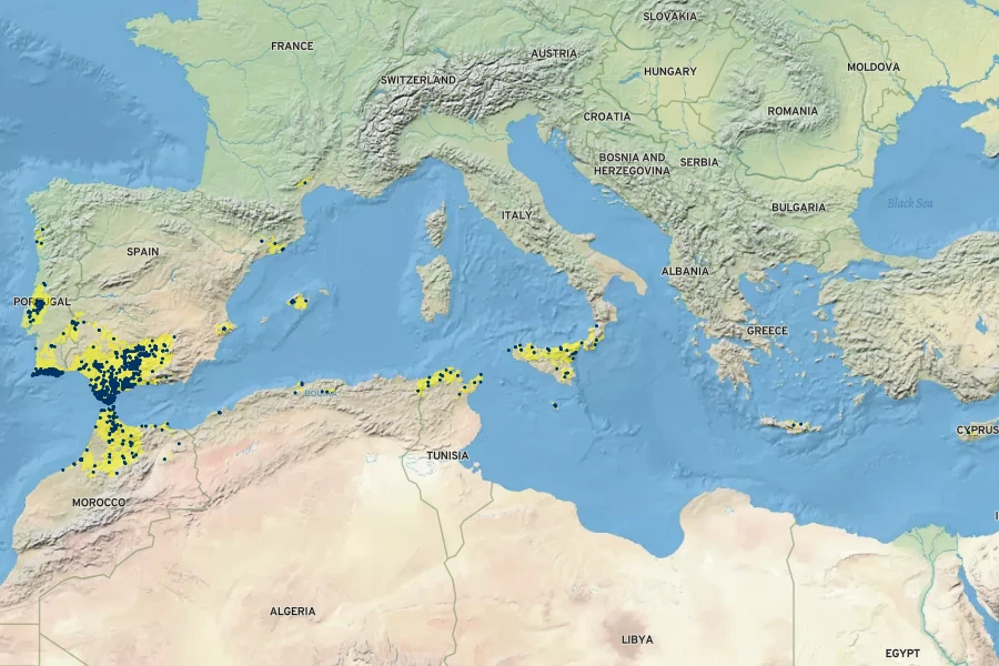 Fedia cornucopiae Native Range