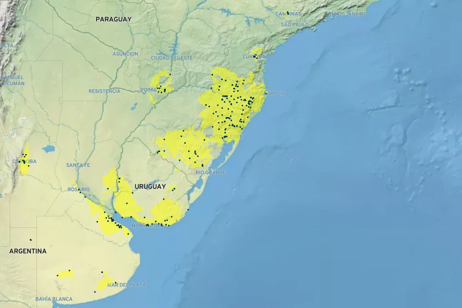 Feijoa sellowiana Native Range