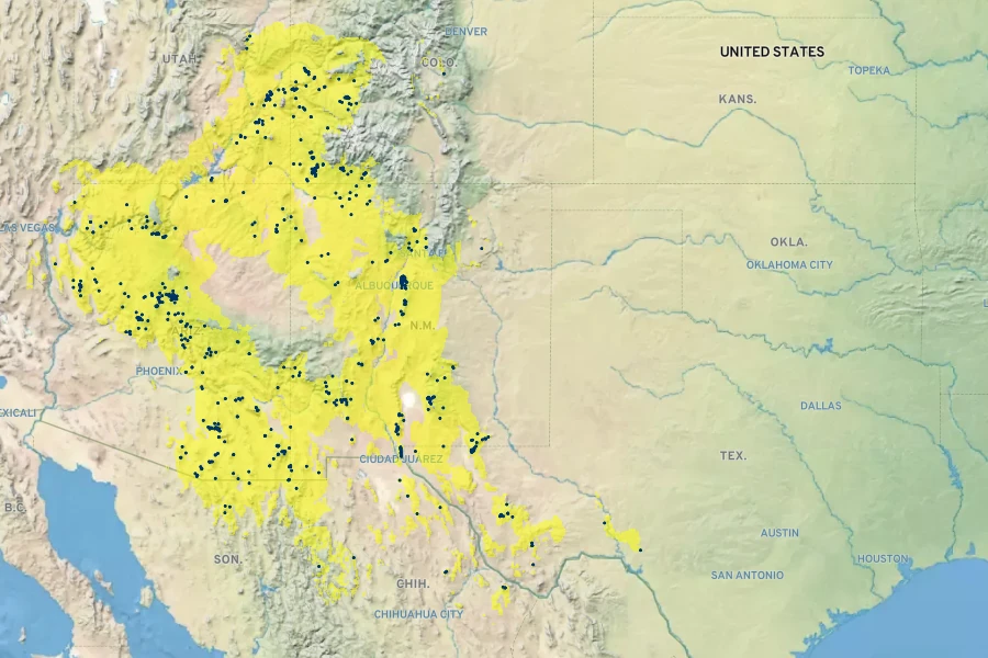 Fendlera rupicola Native Range