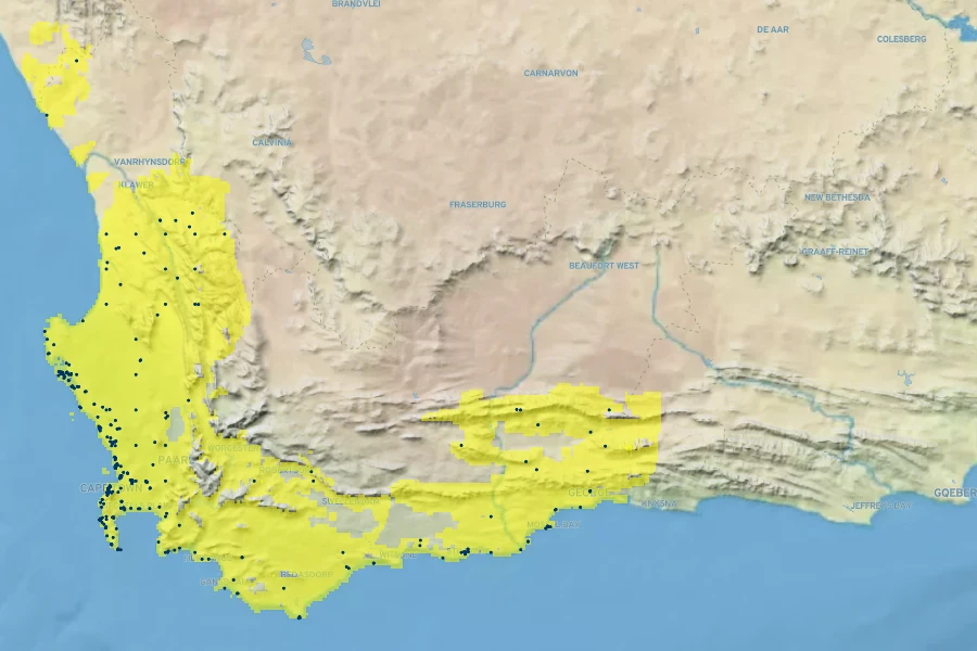 Ferraria crispa Native Range