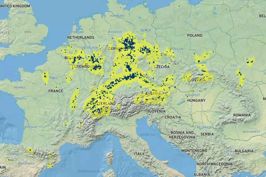 Festuca pallens Native Range