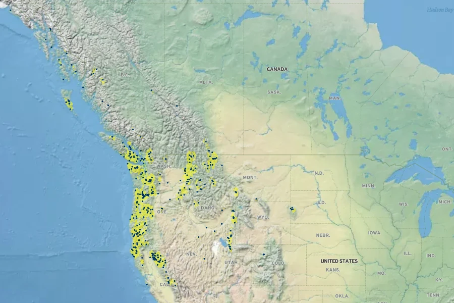 Festuca subulata Native Range