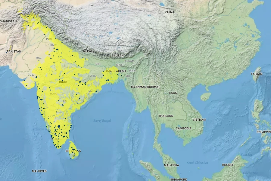 Ficus benghalensis Native Range