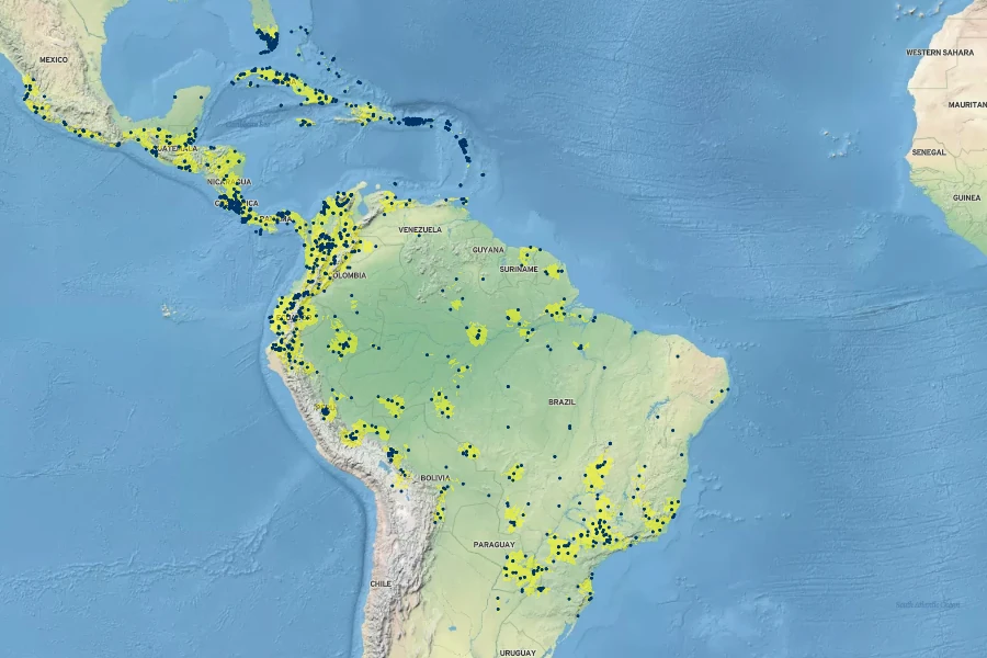 Ficus citrifolia Native Range