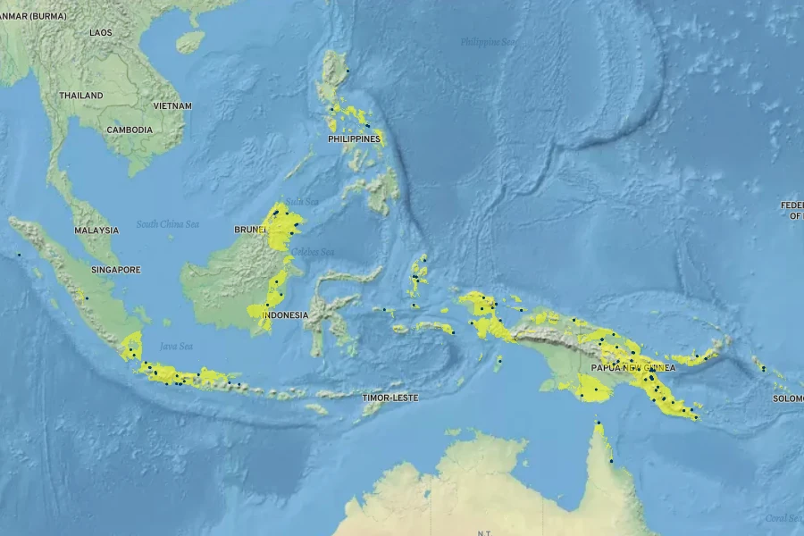 Ficus melinocarpa Native Range