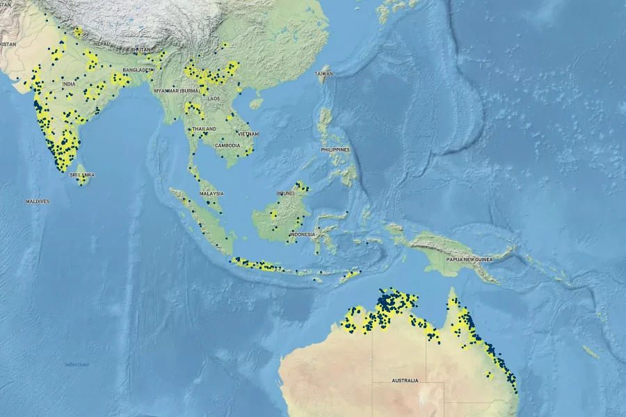Ficus racemosa Native Range