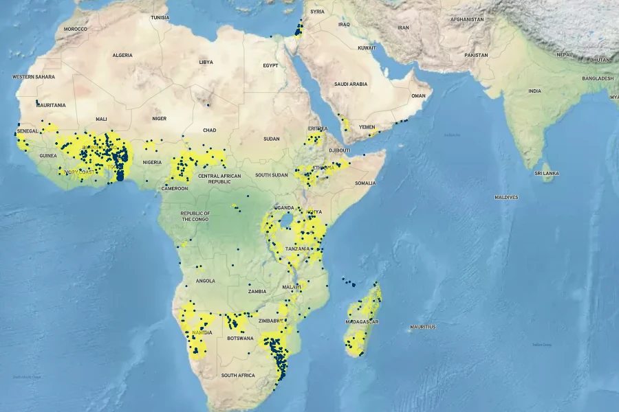 Ficus sycomorus Native Range