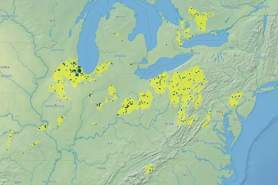 Filipendula rubra Native Range