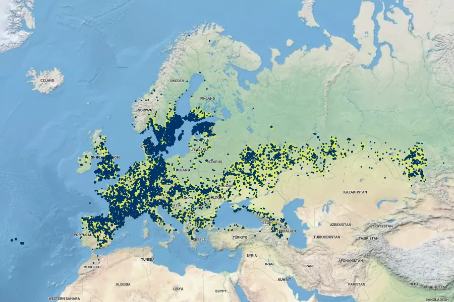 Filipendula vulgaris Native Range