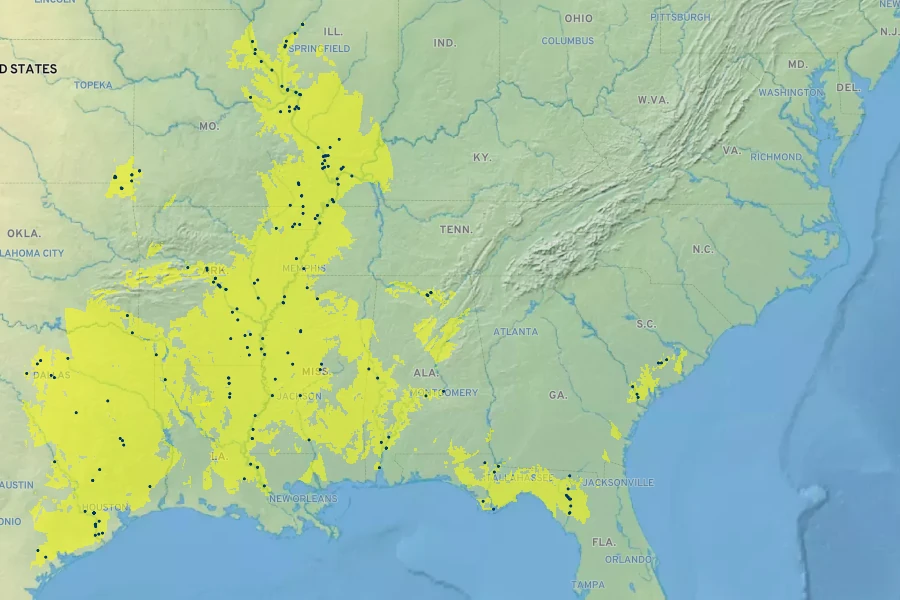 Forestiera acuminata Native Range